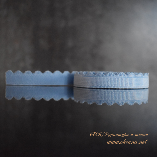 Резинка отделочная с фестонами 12 мм., голубой, ОК-BLU1