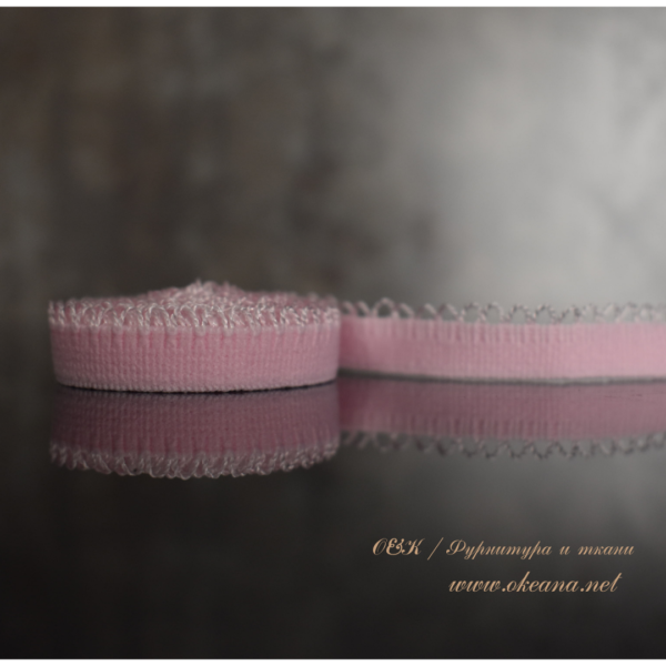 Резинка отделочная (ажурная) розовый 12 мм., ОК-Pin3